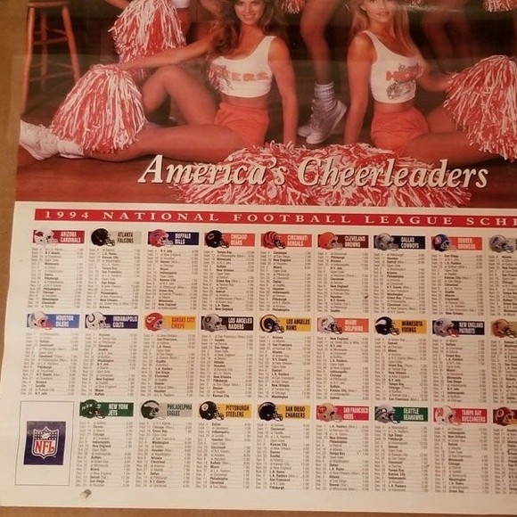 1994 Hooters Cheerleaders NFL Schedule Poster - Picture 5 of 7
